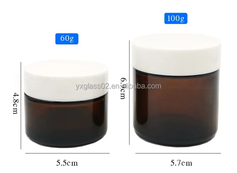 Supplier amber empty round face cream glass jar with screw lid package container 5g10g15g20g30g50g60g100g details