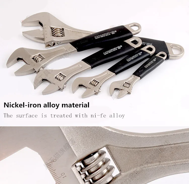 Popular Hand Tools nickel alloy rubber handle multi function adjustable spanner for wrench tool