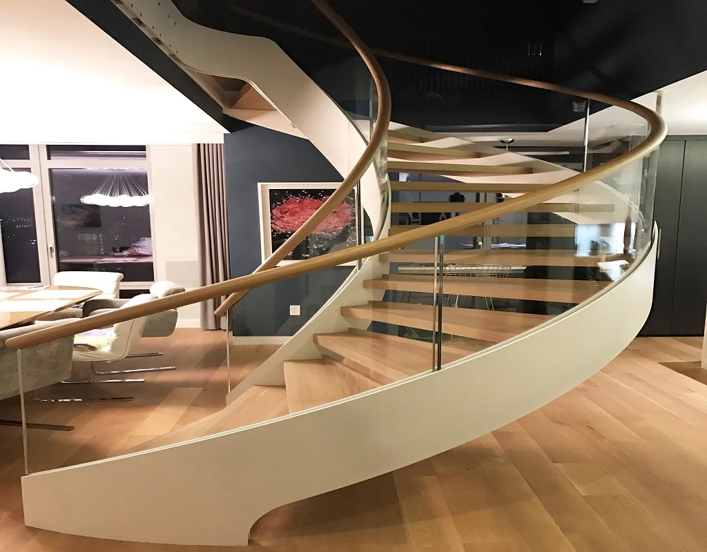 American modern house decorative indoor solid wood stairs floating staircase design