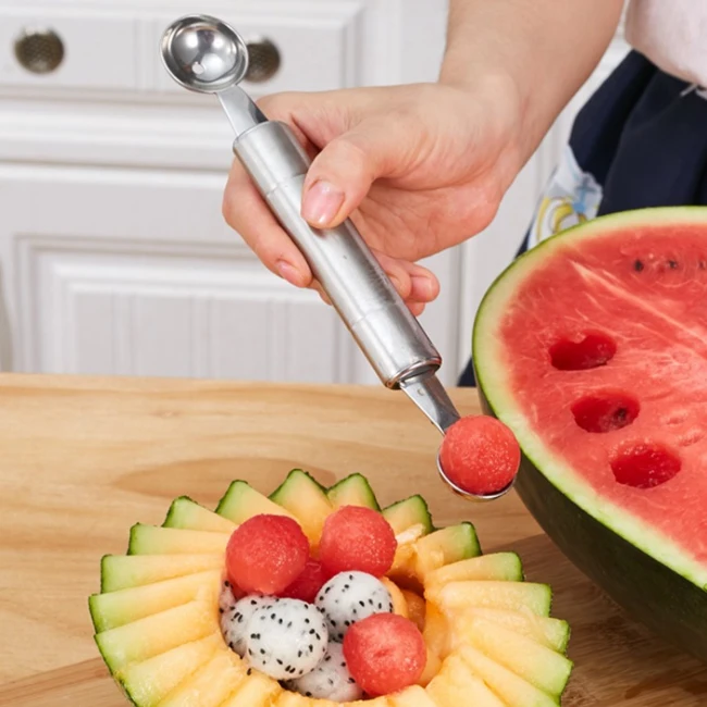 For Kitchen Stainless Double-end Melon Ice Cream Baller Scoop Fruit SM 