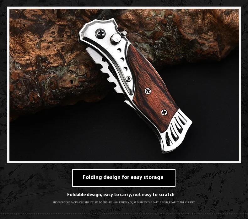 Portable Stainless Steel Mini Fruit Knife High Hardness Folding Wilderness Survival Cutting Blade Outdoor Rubber Grip for DIY