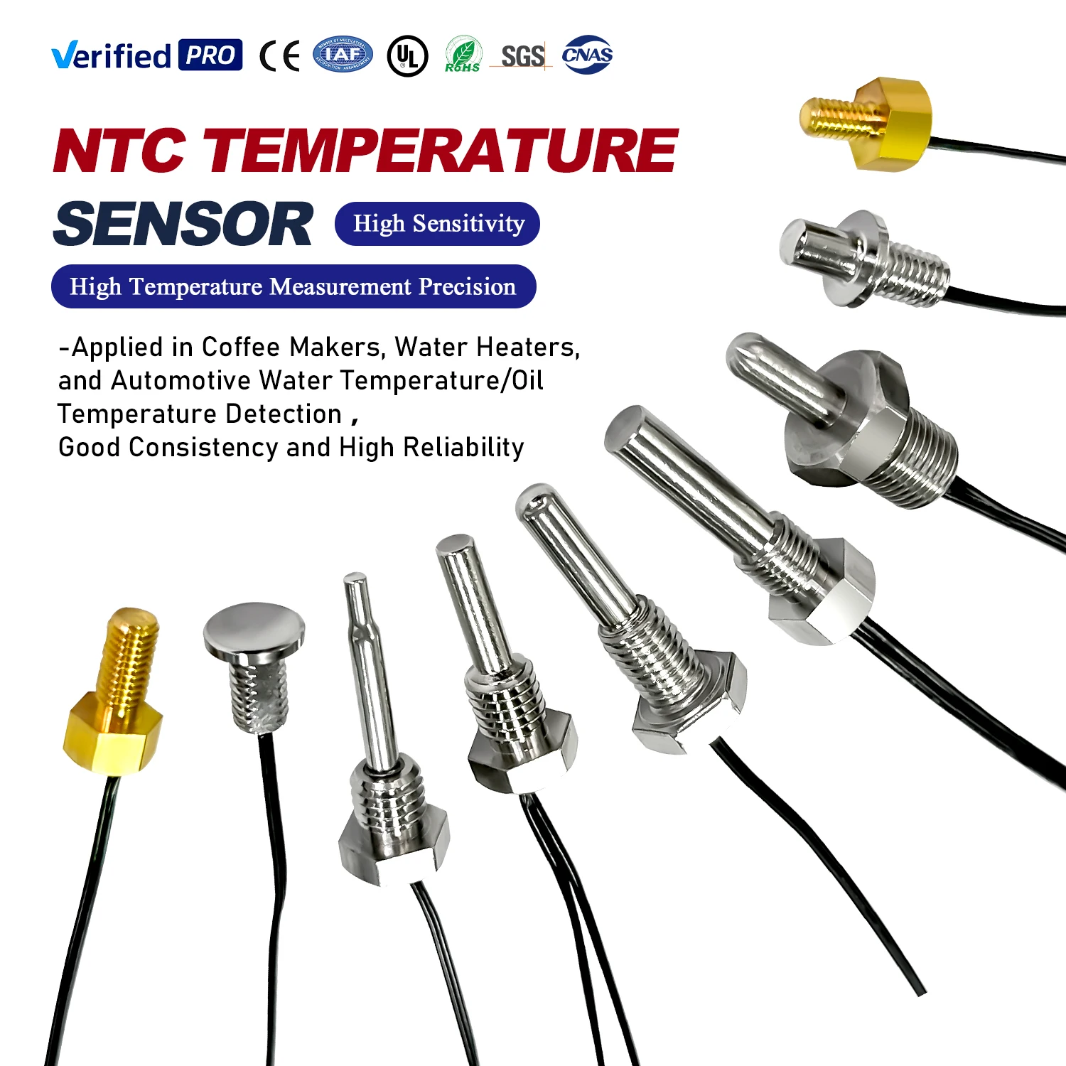 10K 5K 2.252k 50k 30K 100K 200K Temperature Sensor with Copper Screw for Heater manufacture