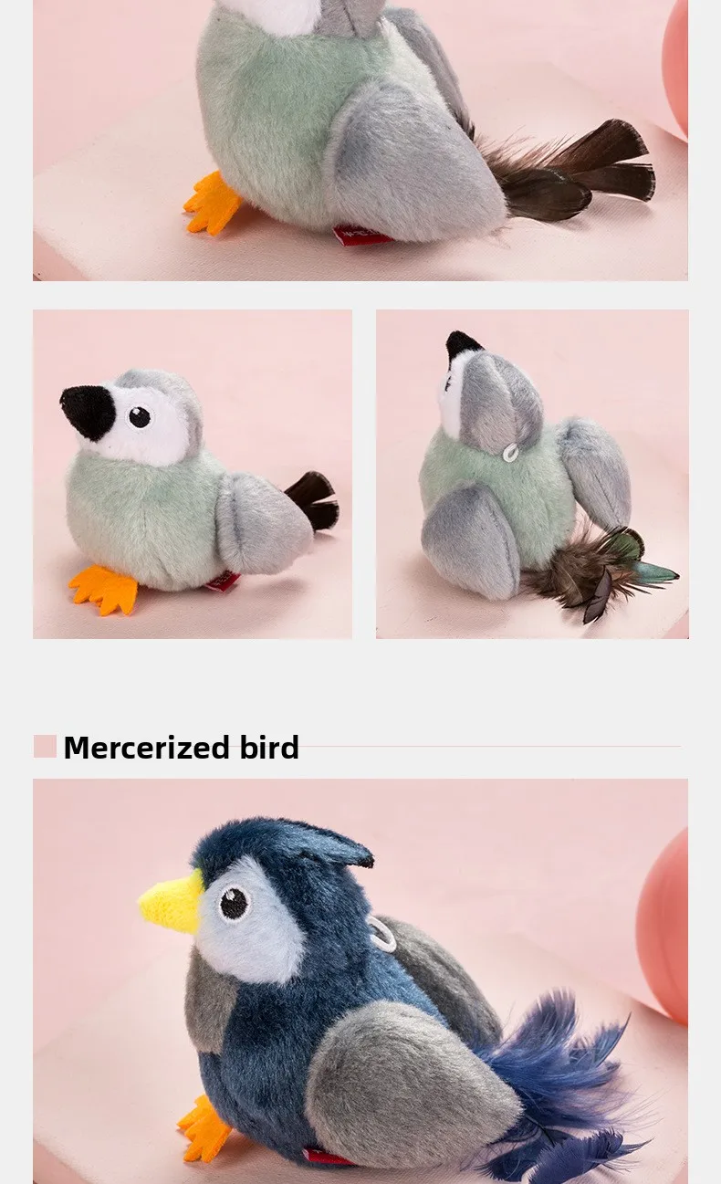 Eco-Friendly for Bestseller Pet Toy Squeaky Bird Plush Cat Wand for Boredom Relief Self-Entertainment Cat Entertainment