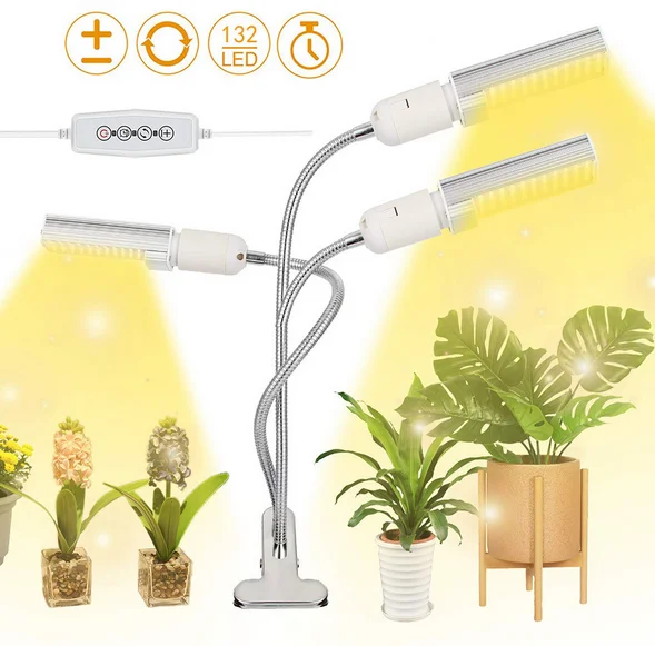 88 LED Grow Light Bulb USB Clip E27 Timer Lamp Plant Flower Indoor Full Spectrum 