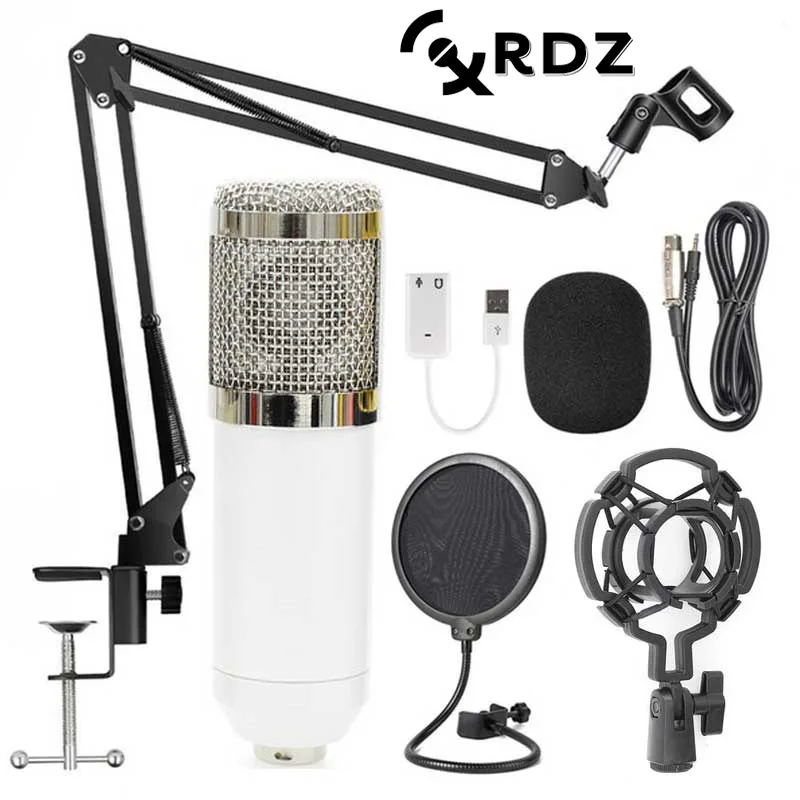 

Foldable Mic Condenser Microphone Pro Audio Studio Sound Recording Arm Stand Filter, Black