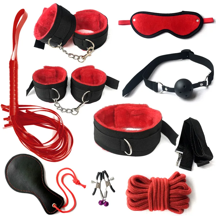 Pcs Black Bdsm Bondage Restraints Set Kit Ball Gag Cuff Whip Collar Fetish Sex Buy Bondage