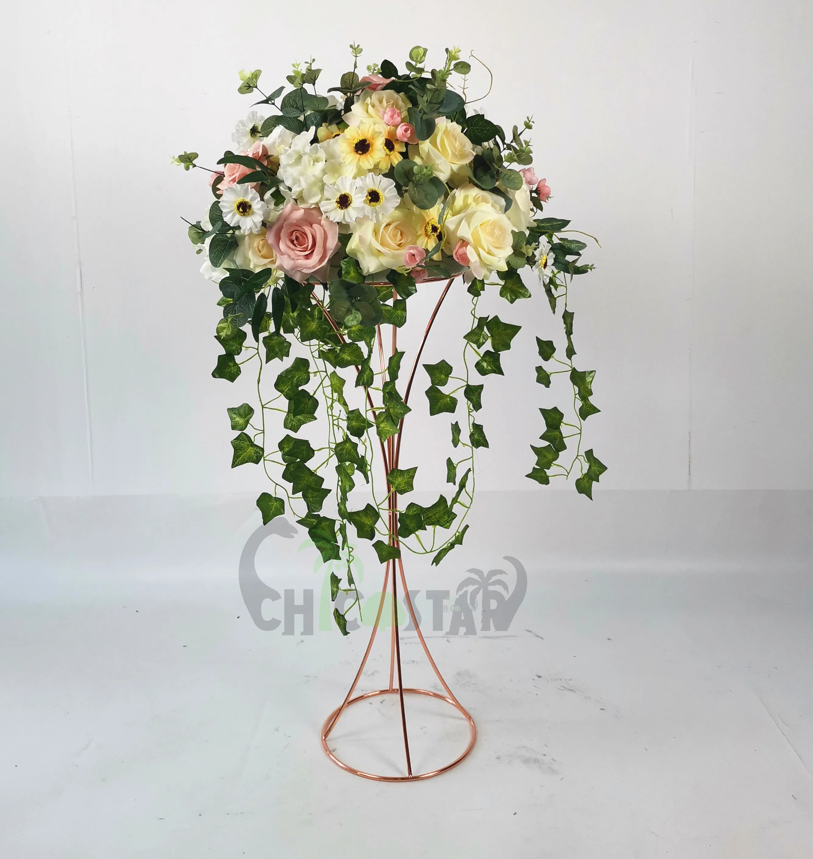 人工路核心玫瑰花彩球桌面中心花朵圆形支架花束婚礼装饰