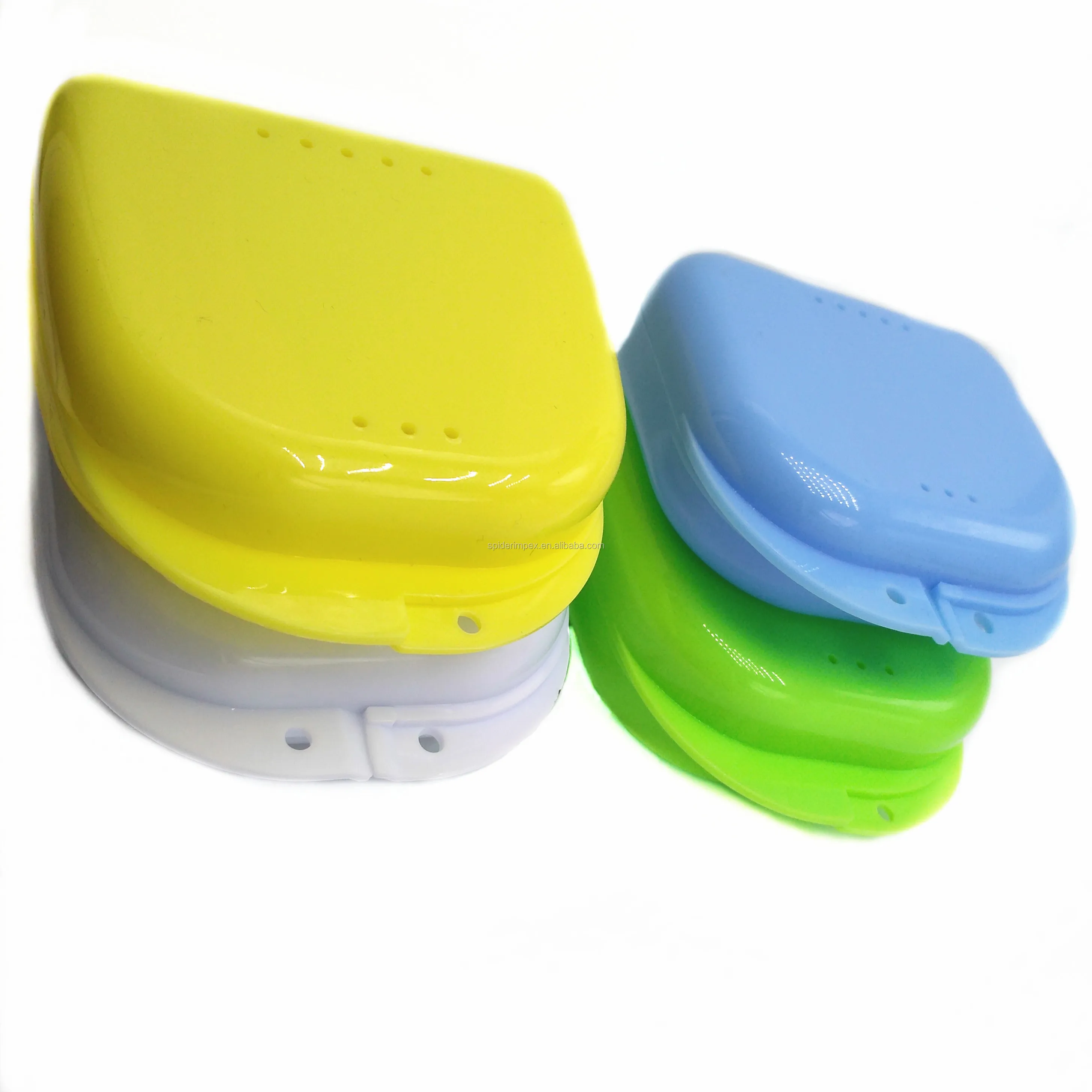 五颜六色的 pp 材料牙科盒/便携式设计假牙盒/义齿塑料存储牙盒