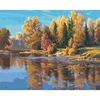 CHENISTORY DZ991701 DIY Painting By Numbers landscape Yellow forest river paint by numbers wholesale Room Decoration