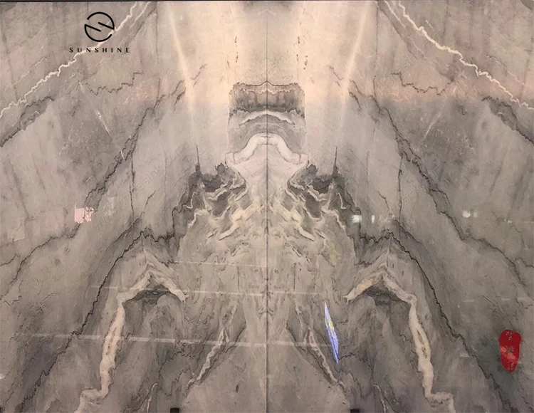 Luxury Bruce Grey Marble Slabs for TV Wall Back Ground  Cut to Size Wall Tile