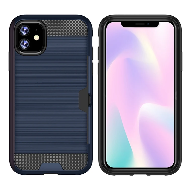Factory Outlet Brushed Metal 2 In 1  For Iphone X Xs Max Case and  For Iphone XI Card Slot Holder Mobile Phone Case