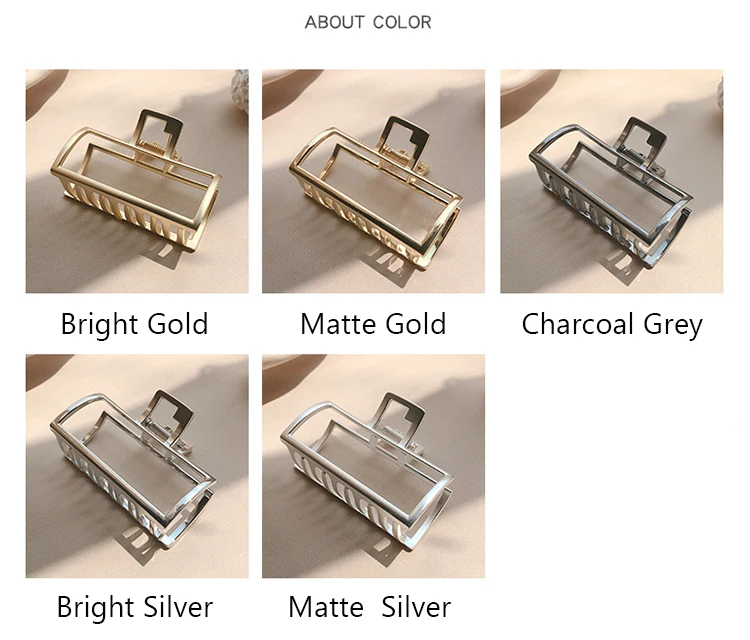 Yucat Simple Europe Women Fashion Retro Large Hair Clips Hair Accessories Gold Silver Hollow Shower Metal Hair Claw.jpg