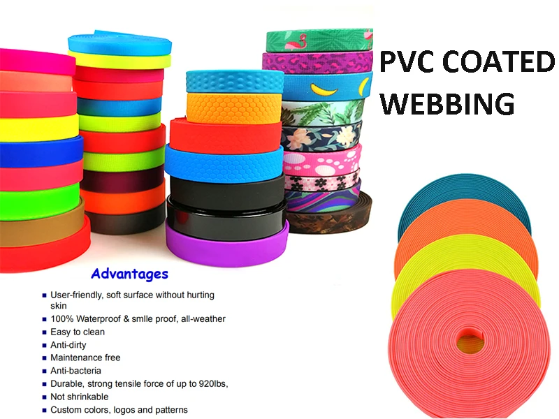 Waterproof Pvc Plastic Coated Webbing Nylon Webbing For Dog Collar Or