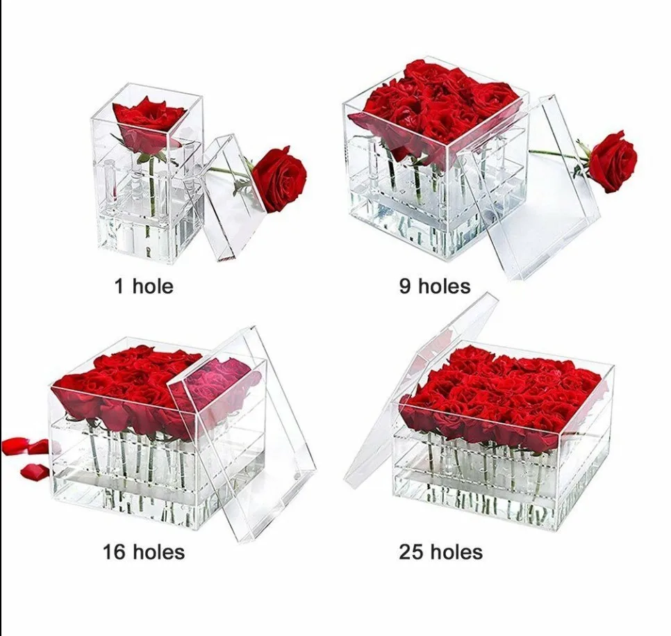 Perspex Preserved Fresh Roses Case Plexiglass Chocolate Flower Gift Box