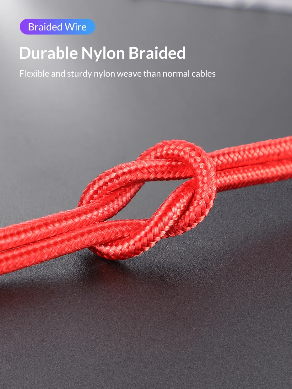 TOPK 1M AM61 Fast Charging Nylon Braided LED Phone Magnetic USB Charger Cable - ANKUX.COM