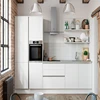 Vermonhouzz White Bake Paint High Gloss Kitchen Cabinets Lacquer Handleless Shining Kitchen