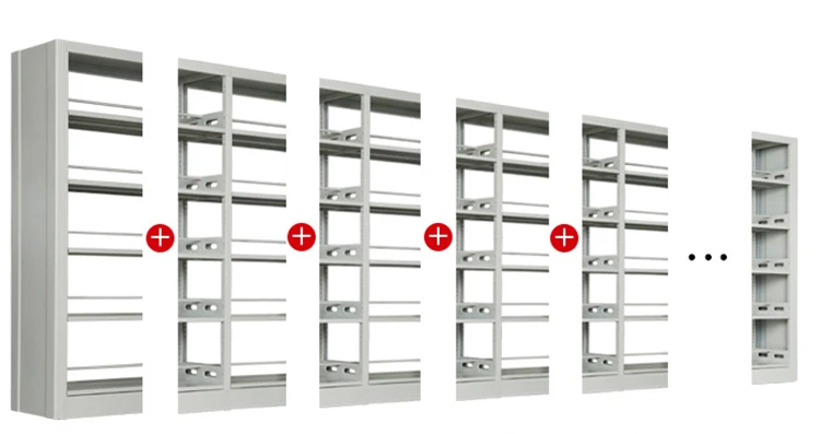 School public double-faced library shelves with plate layers in adjustable height