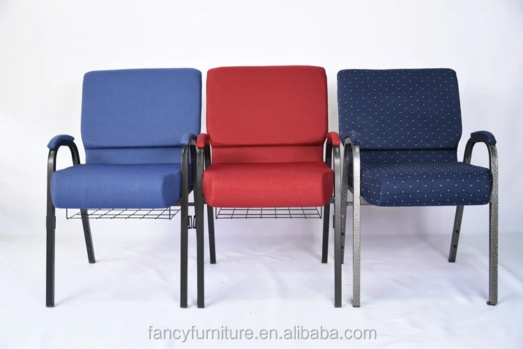 Metal Frame Interlocking Padded Church Chair Stack Chair For Church