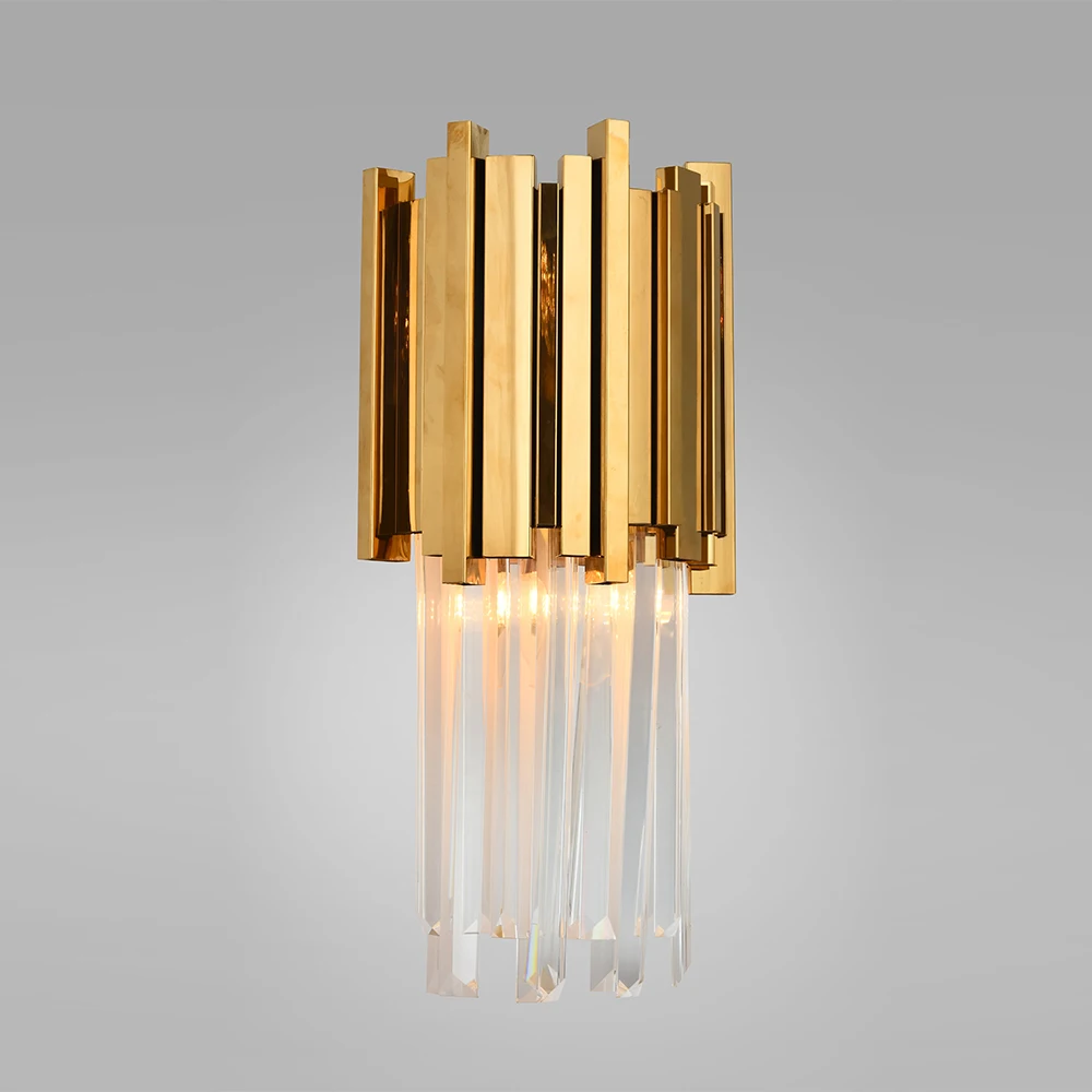 Modern decorative lighting sconce indoor stainless steel led wall lamps crystal wall light for home