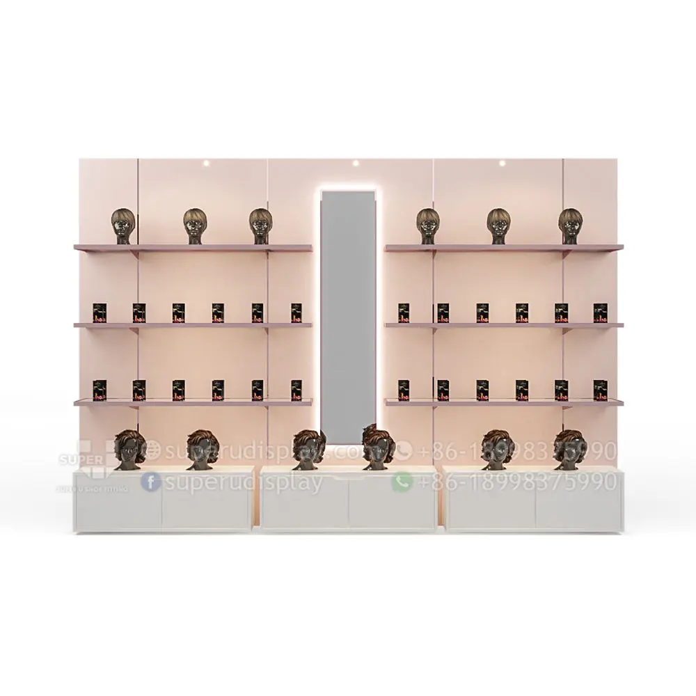 Custom Metal Wig Display Rack Human Hair Extensions Salon Display Shelf