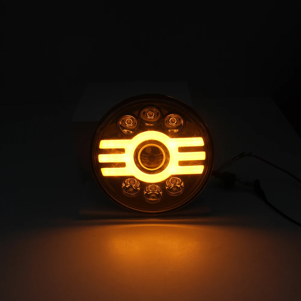 7inch Round LED Headlight DRL Amber Turn Signal Light LED Light Bulb Kit For Jeep Wrangle JK Motorcycle