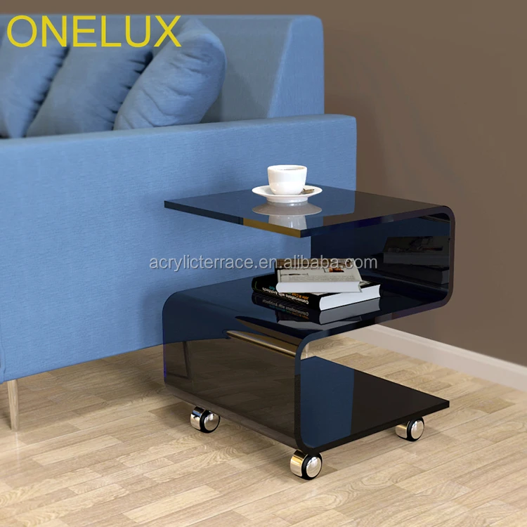 Sshape Acrylic Side Coffee Table With Wheels Buy Sshape Acrylic
