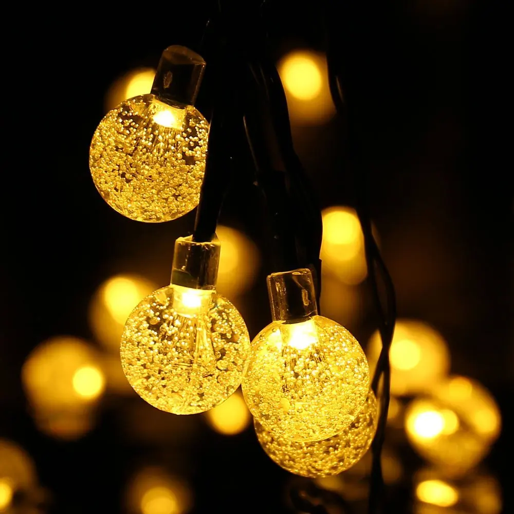 30 LED Solar String Lights Crystal Balls Outdoor Party Wedding Home Fairy Lamp 