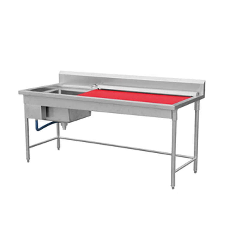 1800mm Stainless Steel Fish Cleaning Work Table With Sink And Chopping Stainless Steel Fish Cleaning Table With Sink