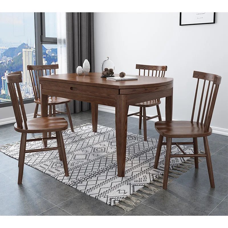 product-BoomDear Wood-New style elegant fancy space saving expandable extension round dinner table w-1