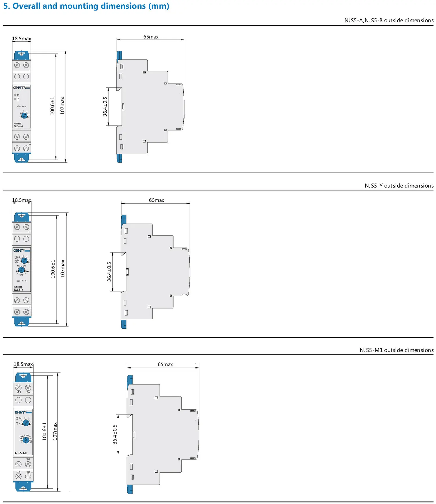 Chint original NJS5-A NJS5-B NJS5-Y NJS5-M1 Power on delay Interval Delay Star delta starters delay Time Relay