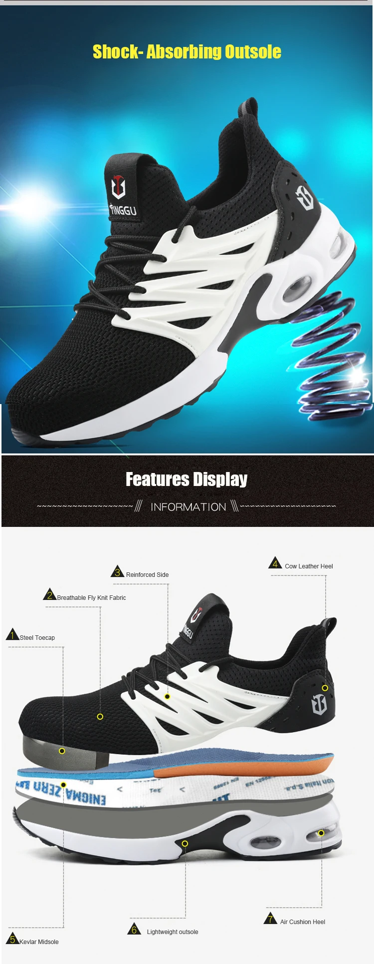 Safetyleaders Shock Absorption Insole Shock Absorbing Safety Shoes