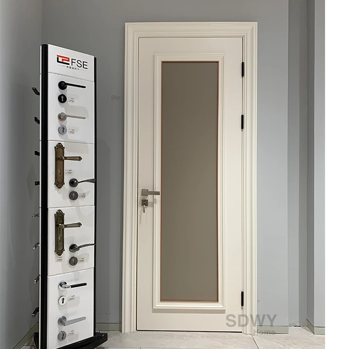 לרעש האמריקאי סגנון משרד כניסת דלת עץ וזכוכית עץ מסגרת חלבית זכוכית אמבטיה דלת