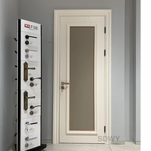 Звукоизолированные американский стиль офис входная дверь дерево и стекло деревянная рамка матовое стекло ванная комната двери