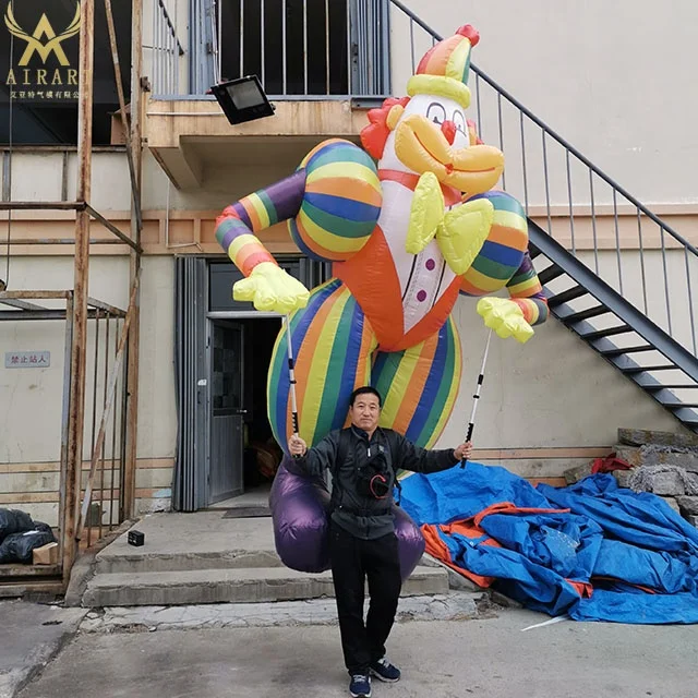 马戏团活动道具跳舞充气小丑木偶成人,可移动充气卡通木偶