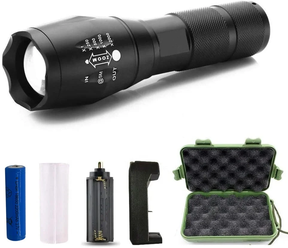 Brightest XML T6 waterproof military high lumen for self defensive super bright zoom tactical flashlight