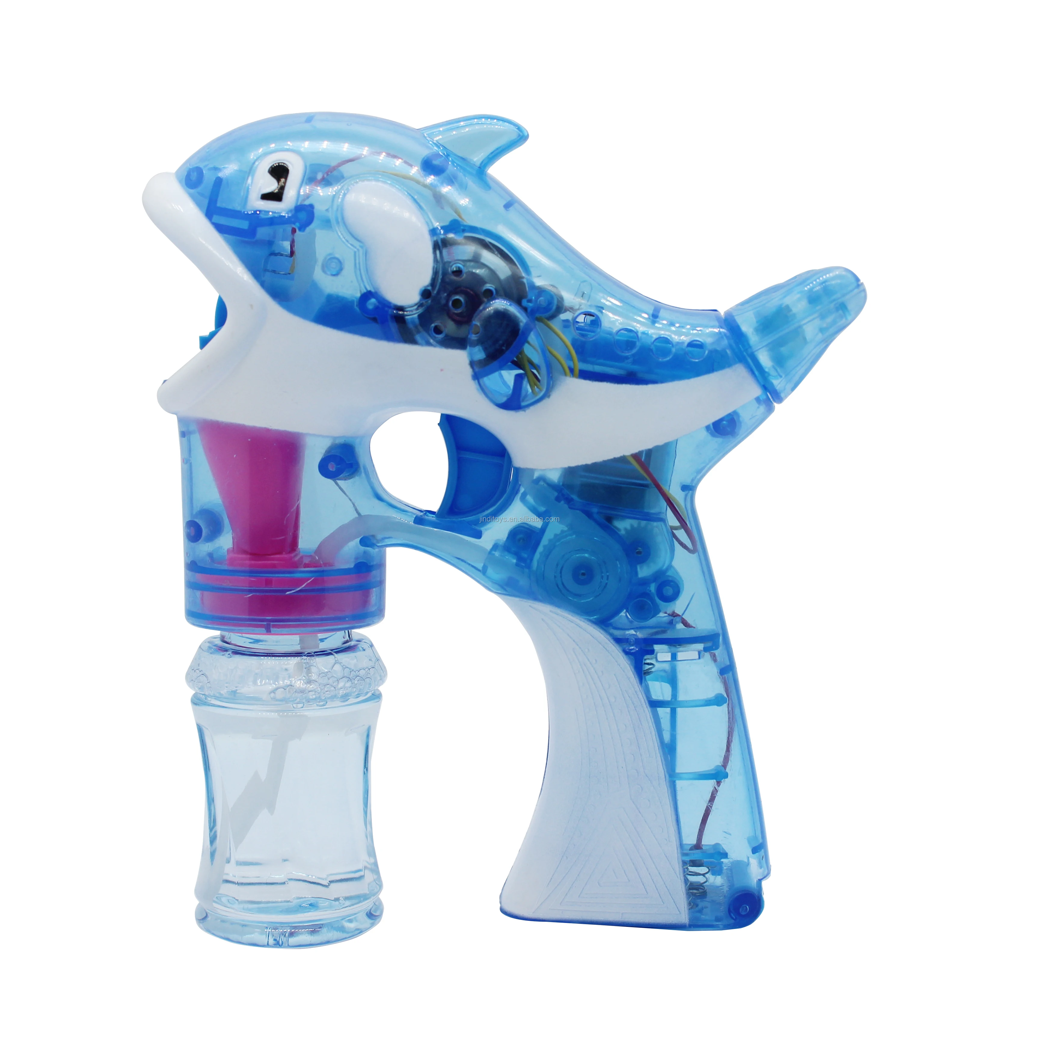 Transparent Small Dolphin Kids Bubble Gun With Music And Light For Kids ...