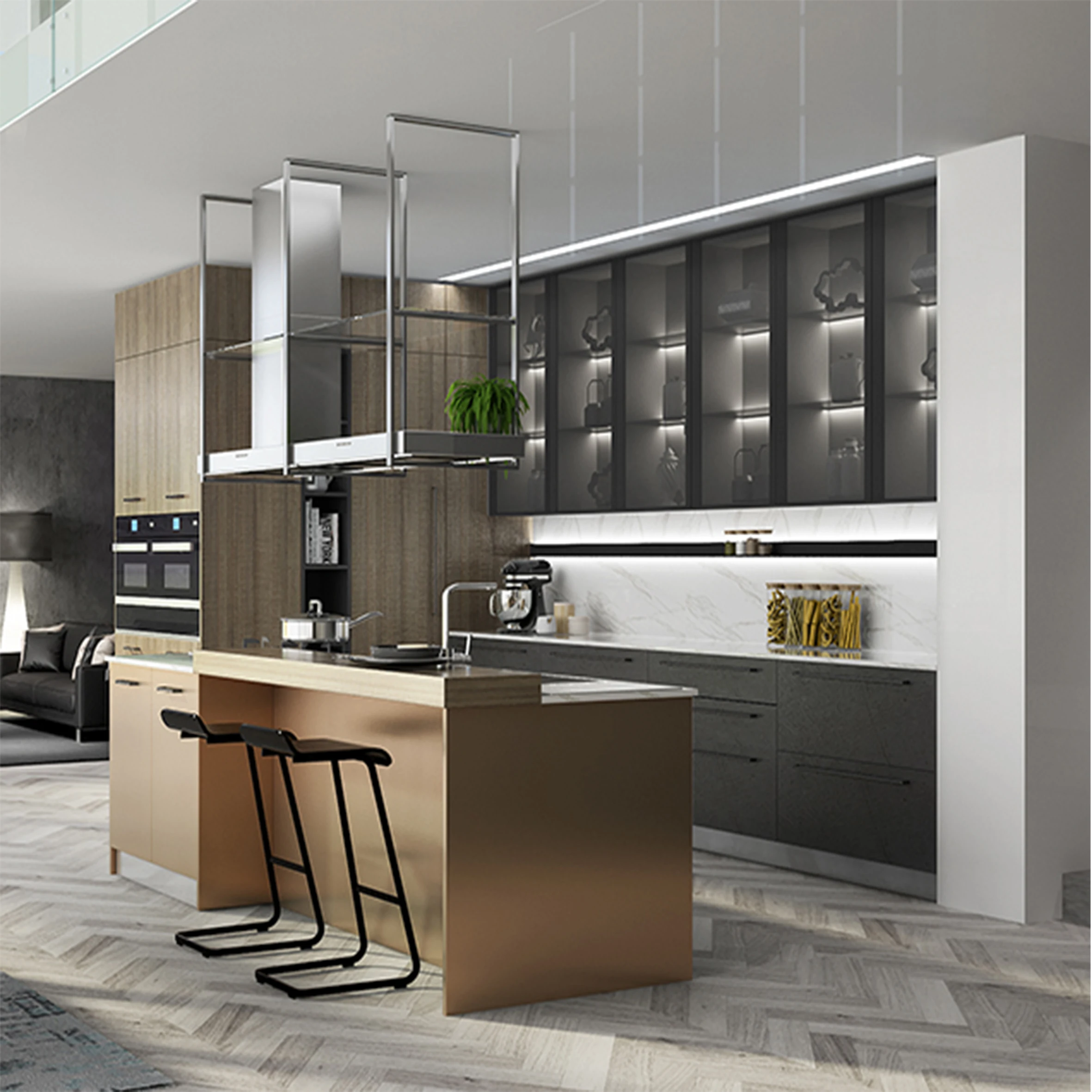 Lujo Moderno Gabinete De Cocina De Alto Brillo Diseño Color Foshan