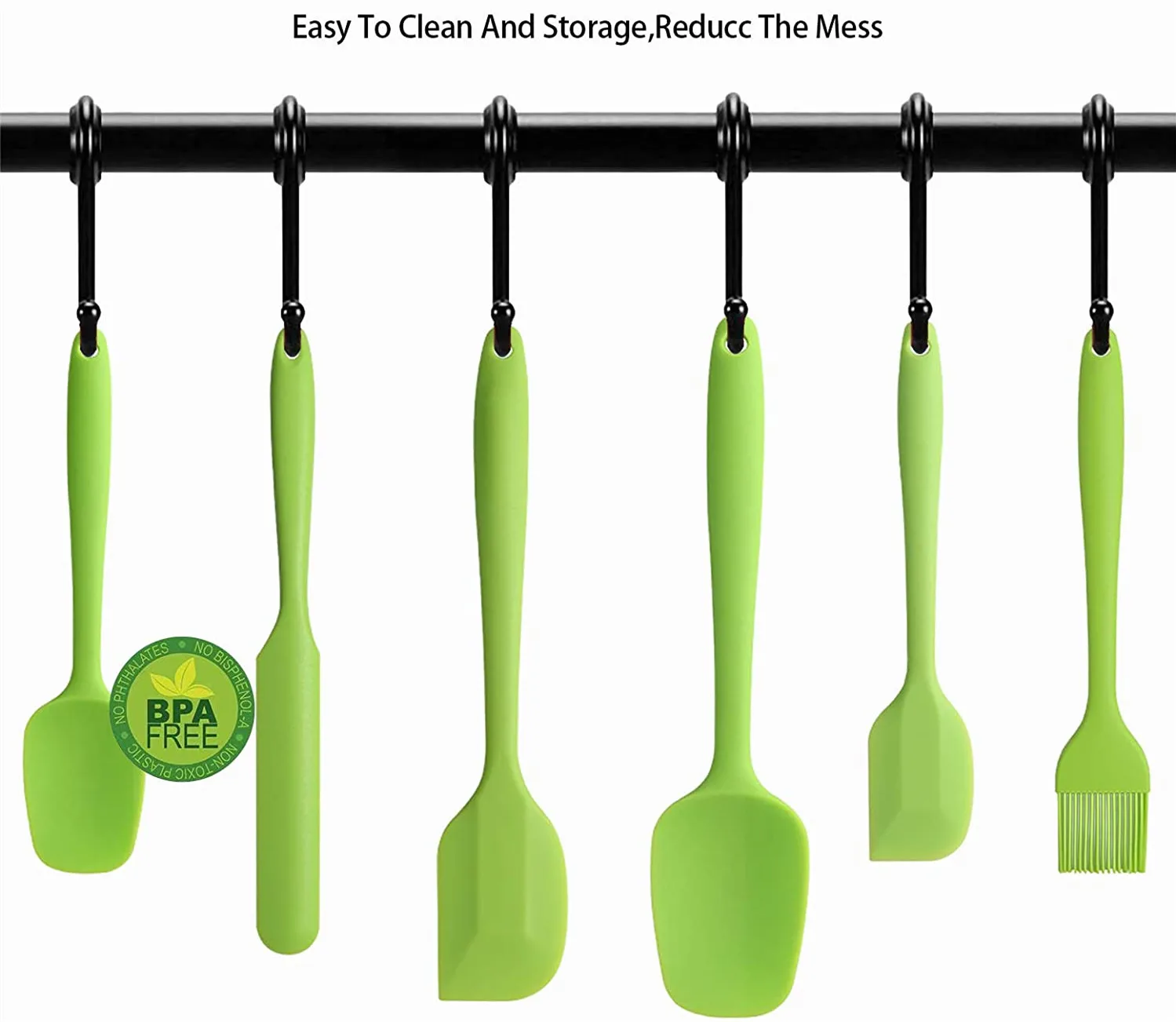 product silicone spatula 6 piece set 480 f heat resistance non stick cooking tools baking and stirring multi purpose kitchenware-2