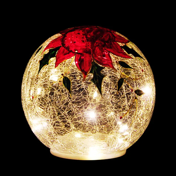 Indoor Decorative Hand Painted Crackle Glass Globe Balls Led Light