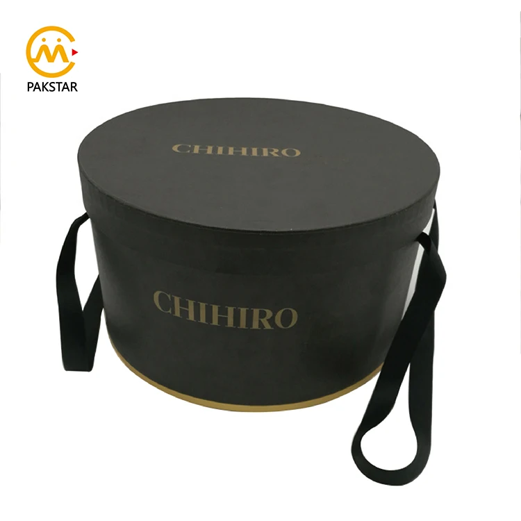 Wholesale Custom Extra Large Size Black Cardboard Round Hat Packaging