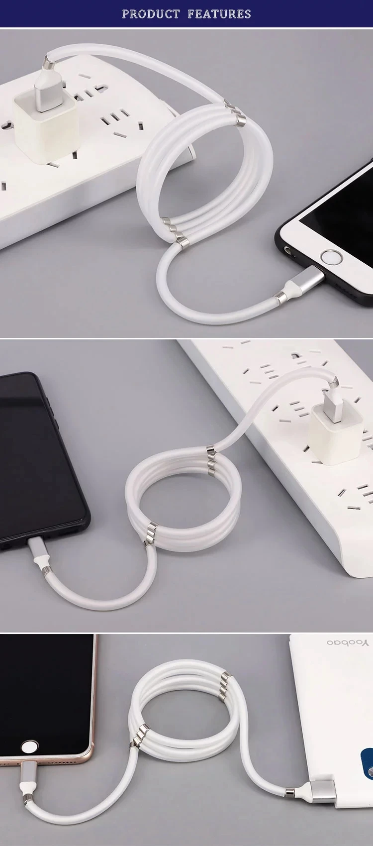 Magnetic Storage Cable 2.4A Micro USB Cord Fast Charging Magnet USB Type C Mobile Phone Charge Cable - ANKUX.COM