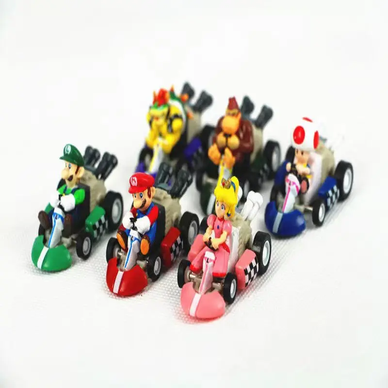 6pcs Mario Kart Cars Pull Backs Figuresmarioluigiprincess Peachbowsertoadperfect Mario 5203