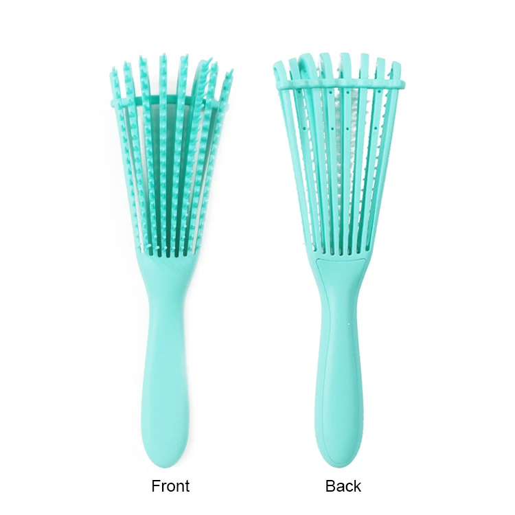 Green Easy Detangle Comb Private Label Silicone Curly Bristle