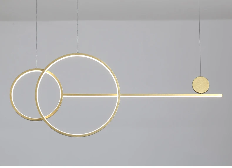 Modern minimalist design, light luxury dining table, bar long chandelier Nordic creative minimalist ring restaurant chandelier