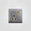 Bihu hot sale stainless steel sliver Single 13A multi light switch socket with led indicator