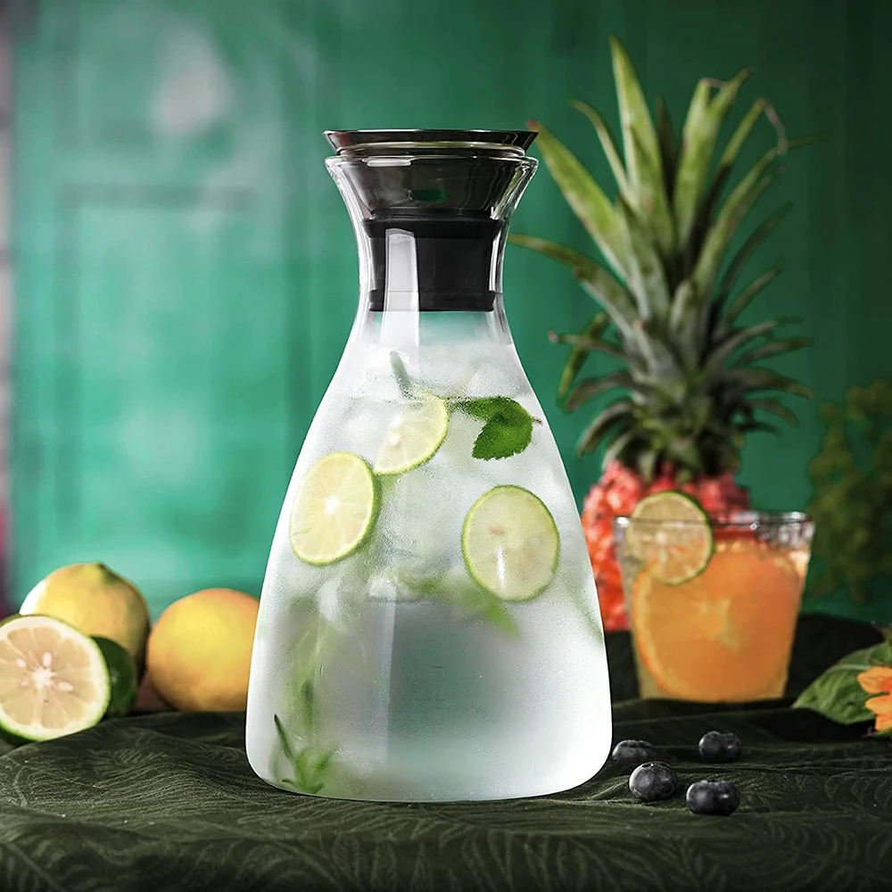 Borosilicate Water Glass Carafe Set With Lid Glass Water Pitcher Fridge