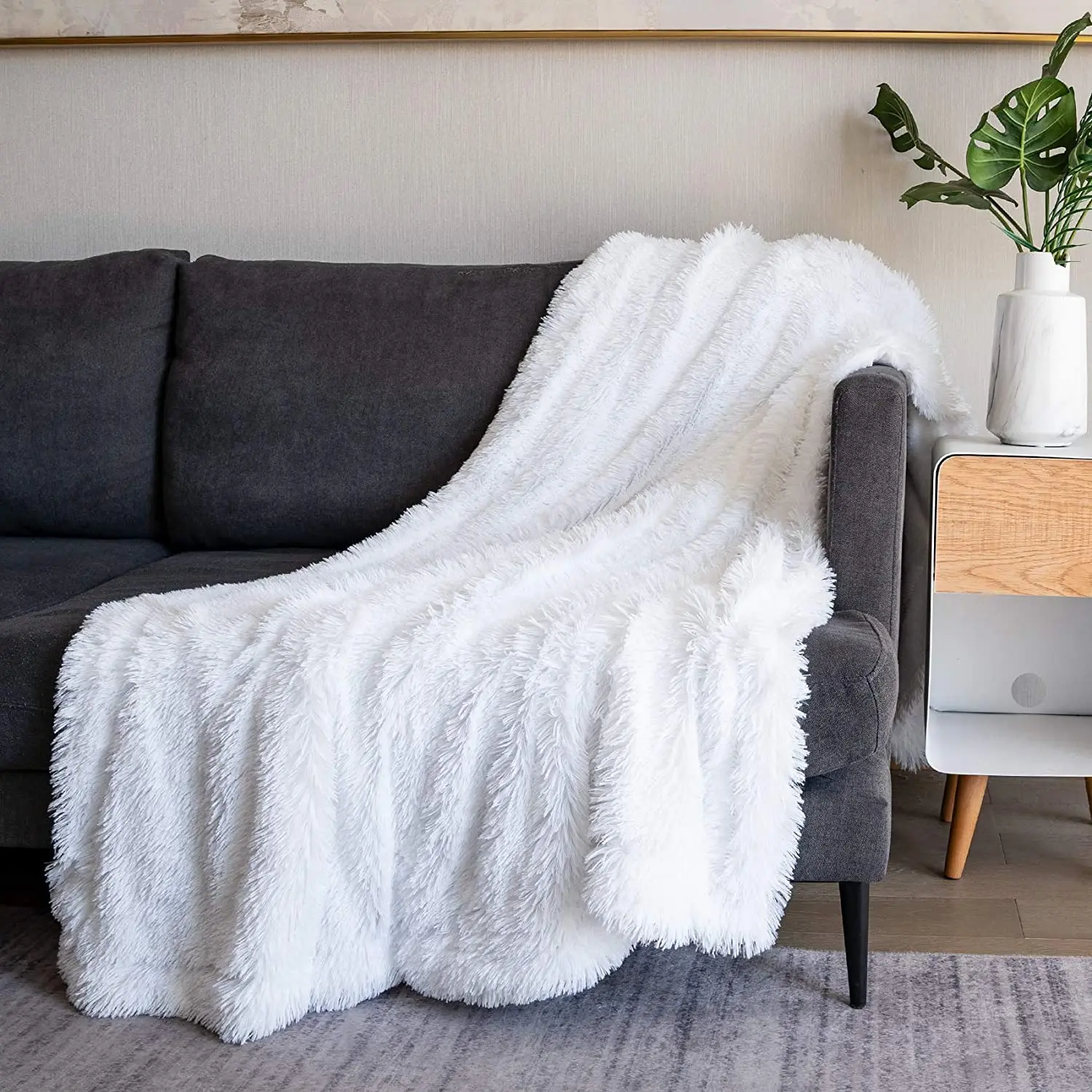 Faux Fur Throw Blanket Tiedye Decorative Comfy Shag Thick Sherpa