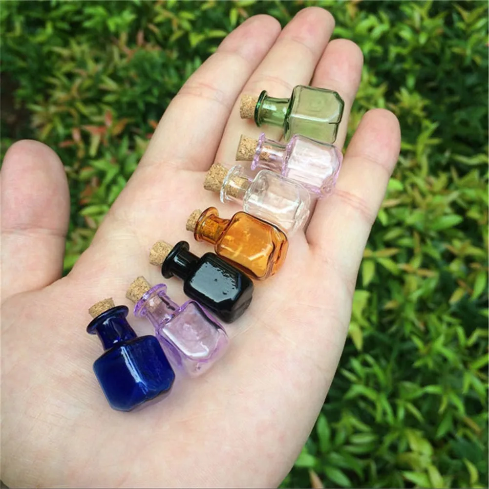 Mini Glass Color Bottles Rectangle Cute Bottles With Cork Little
