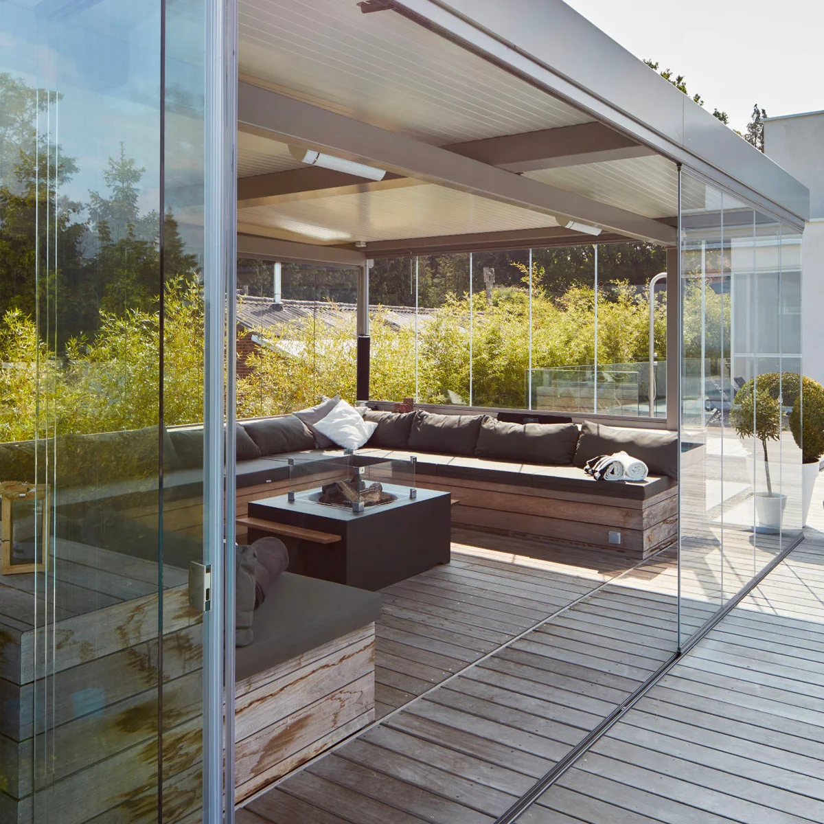 户外双层铝庭院滑动玻璃门