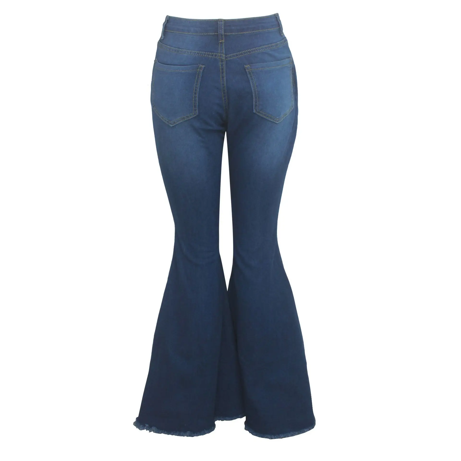 Mt12-2074 Flounce High-rise Cropped Flare Jeans Cotton Denim Jeans ...